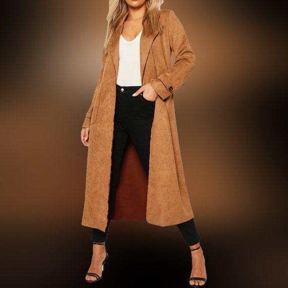Boohoo Camel Trench Coat - Picture 1 of 9